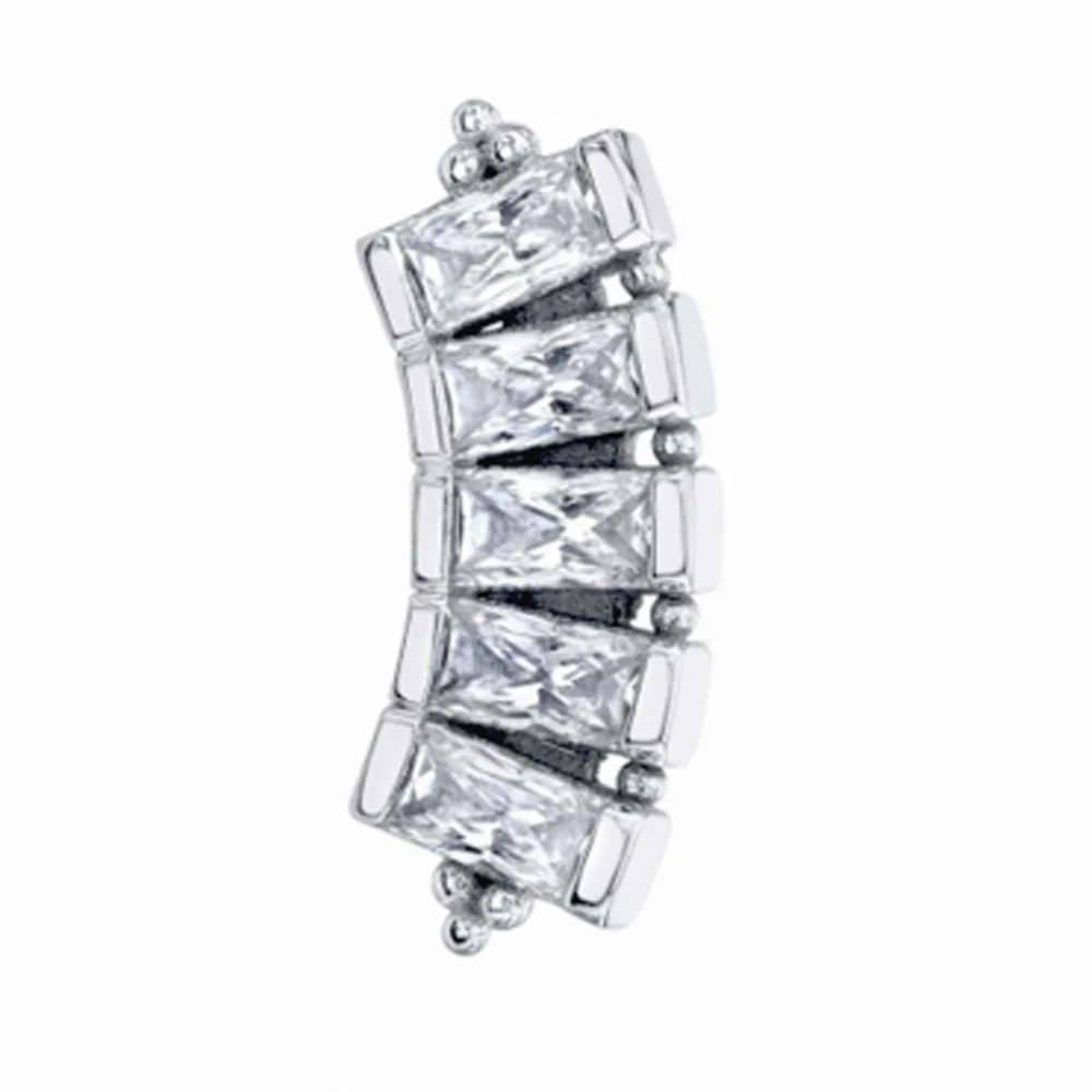 "5 Gem Baguette Panaraya" Threaded End in Gold with White CZ's - Image 2