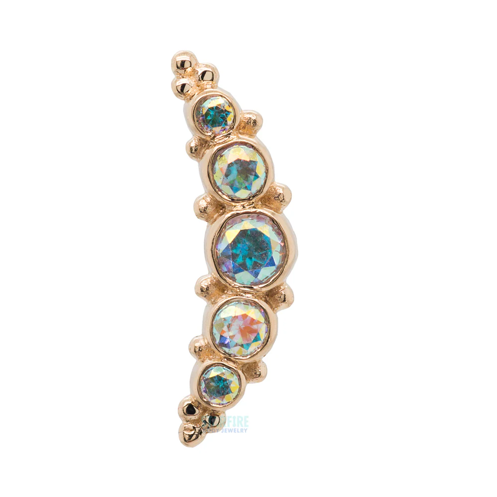 5 Gem Graduating "Panaraya" Threaded End in Gold with Mercury Mist Topaz - Image 3