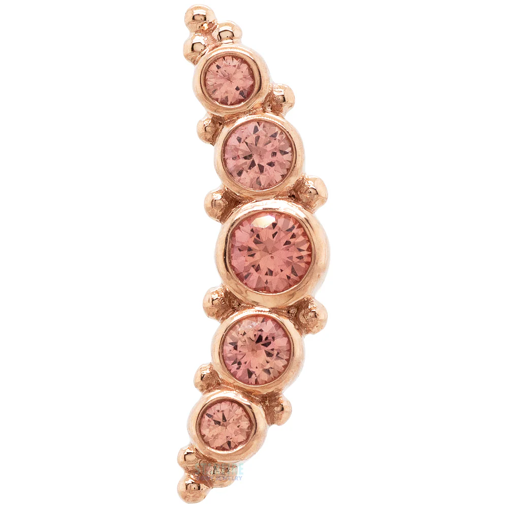 5 Gem Graduating "Panaraya" Threaded End in Gold with Champagne Sapphires - Image 3