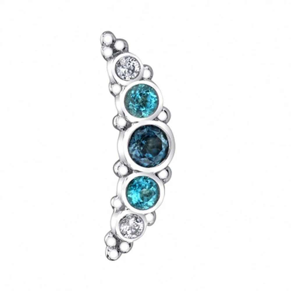 5 Gem Graduating "Panaraya" Threaded End in Gold with London Blue Topaz, Paraiba Topaz & White CZ