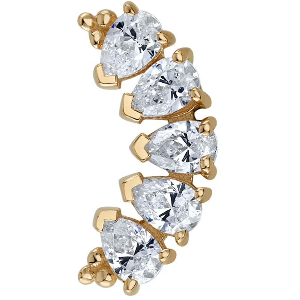 5 Gem Pear "Panaraya" Threaded End in Gold with DIAMONDS - Image 2