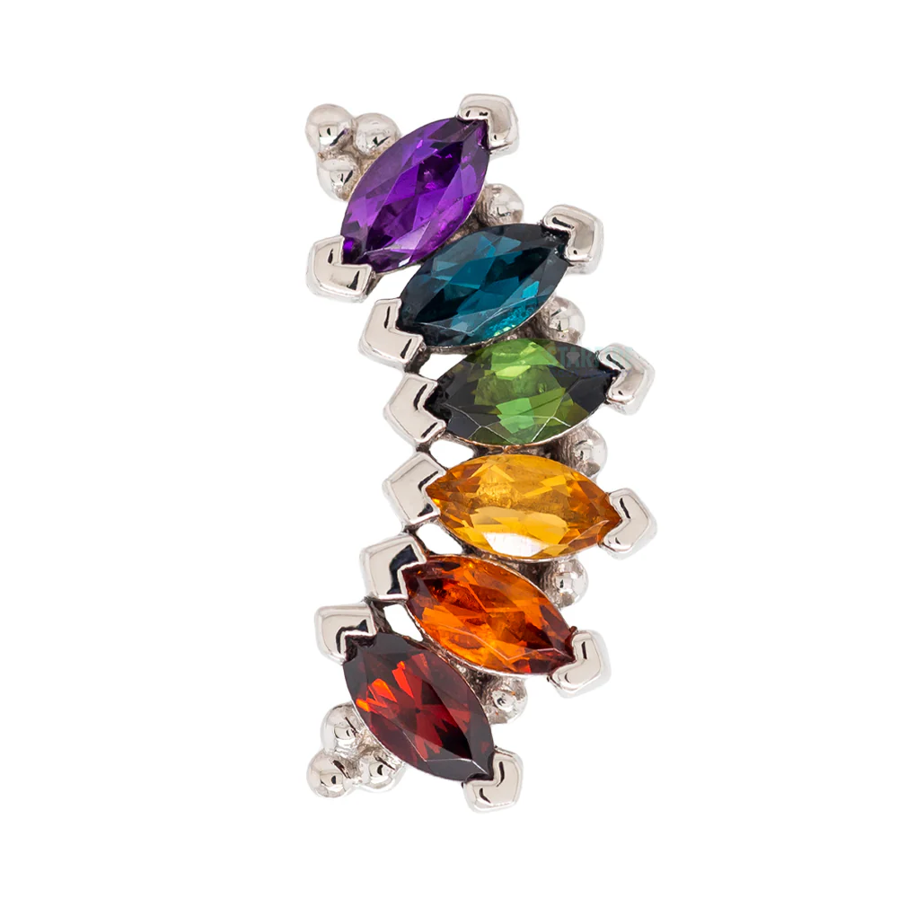 6 Gem Marquise "Panaraya" Threaded End in Gold Rainbow 2 with Genuine Gemstones - Image 5