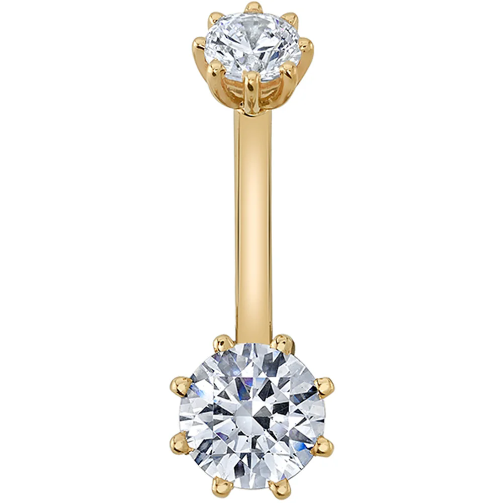 8 Prong Basket Navel Curve in Gold with DIAMONDS - Image 2
