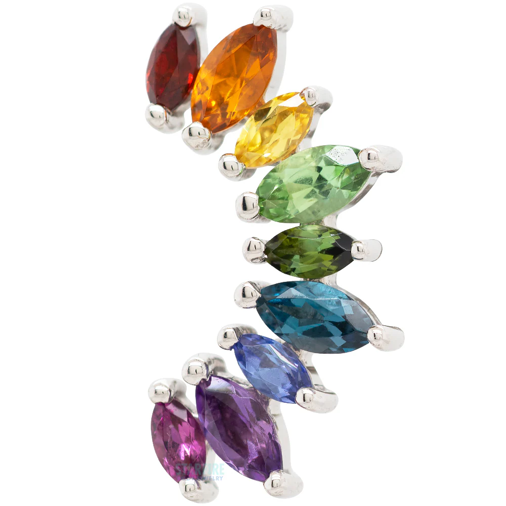 9 Gem "Athena" Threaded End in Gold Rainbow with Genuine Gemstones - Image 3