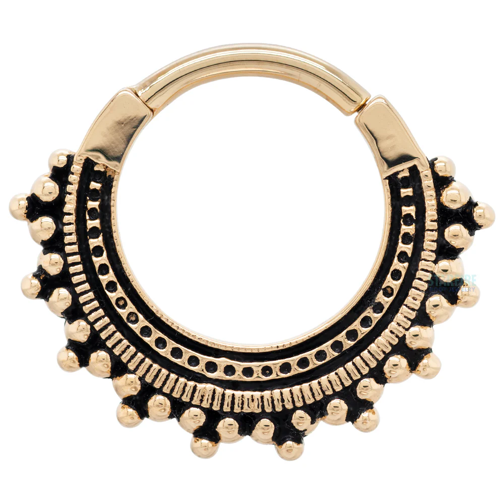 "Afghan" ( Antiqued Finish ) Hinge Ring in Gold & Platinum - Image 4