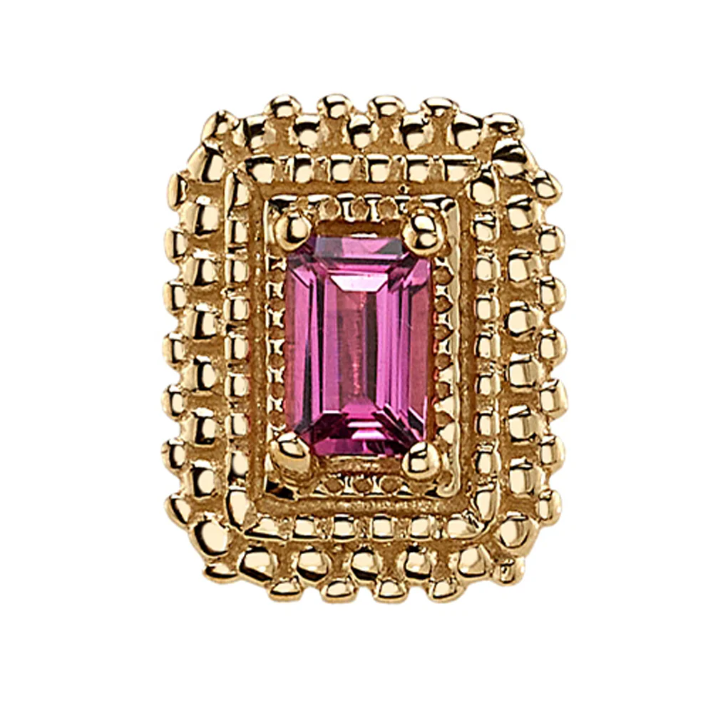 Afghan Baguette Threaded End in Gold with Pink Tourmaline - Image 2