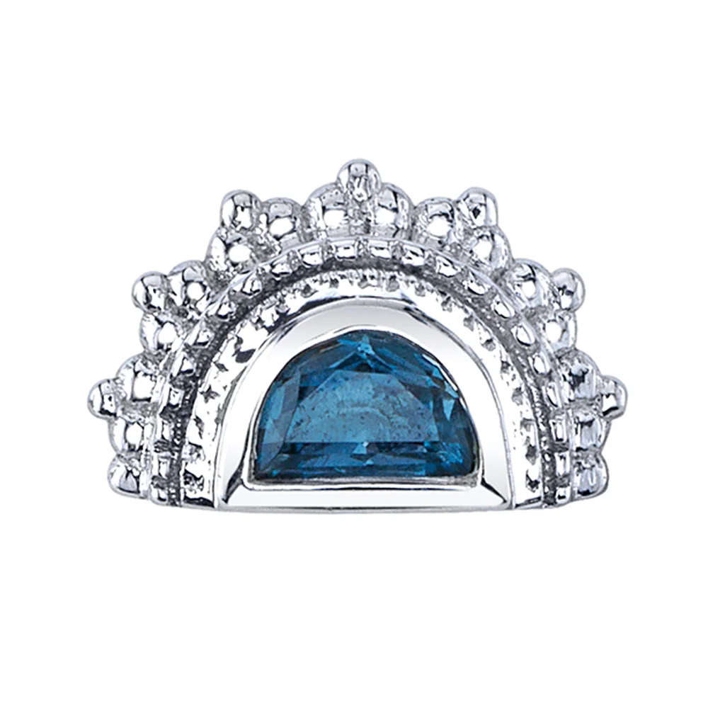 Afghan Moon Threaded End in Gold & Platinum with London Blue Topaz - Image 3