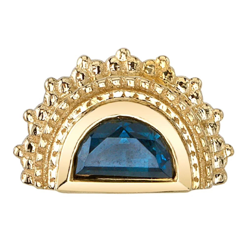 Afghan Moon Threaded End in Gold & Platinum with London Blue Topaz - Image 4
