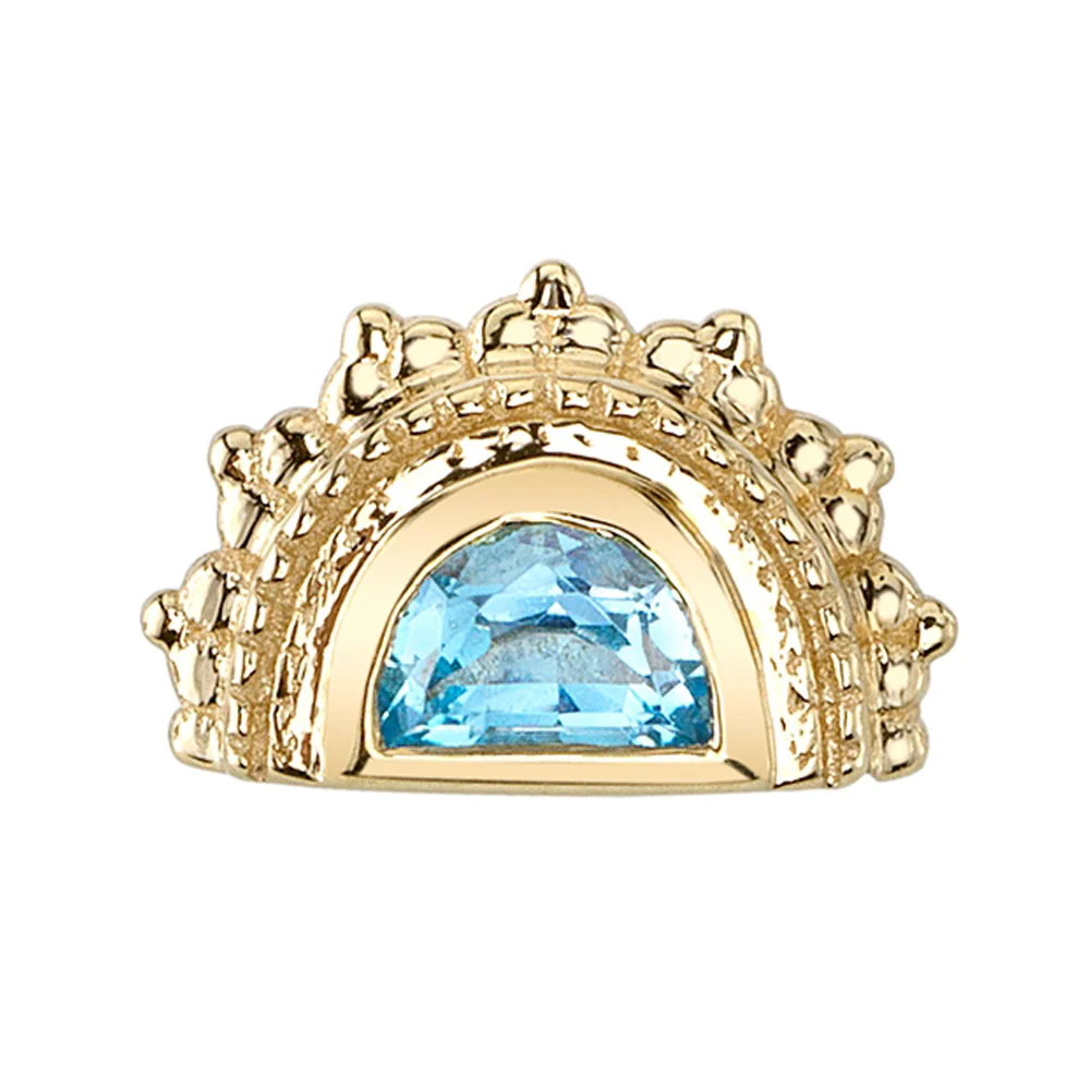 Afghan Moon Threaded End in Gold & Platinum with Swiss Blue Topaz - Image 2