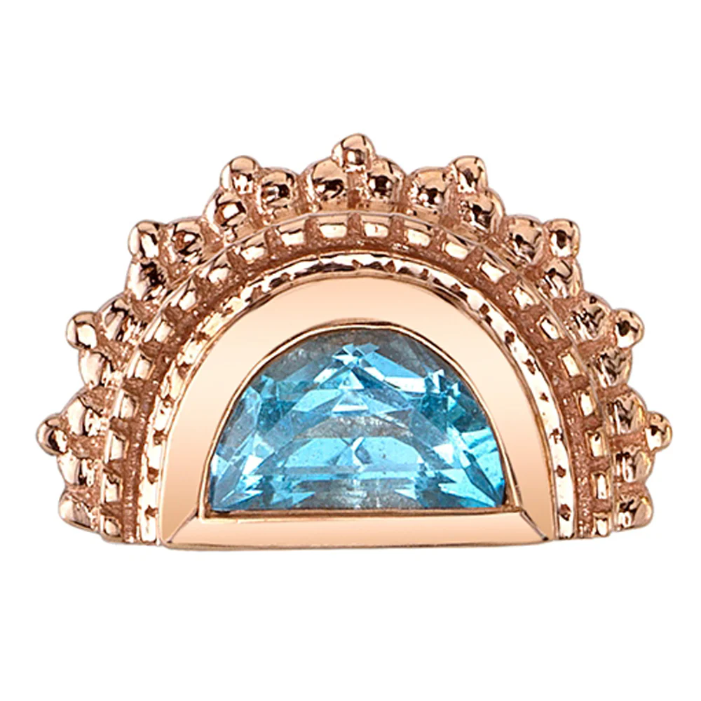 Afghan Moon Threaded End in Gold & Platinum with Swiss Blue Topaz - Image 3