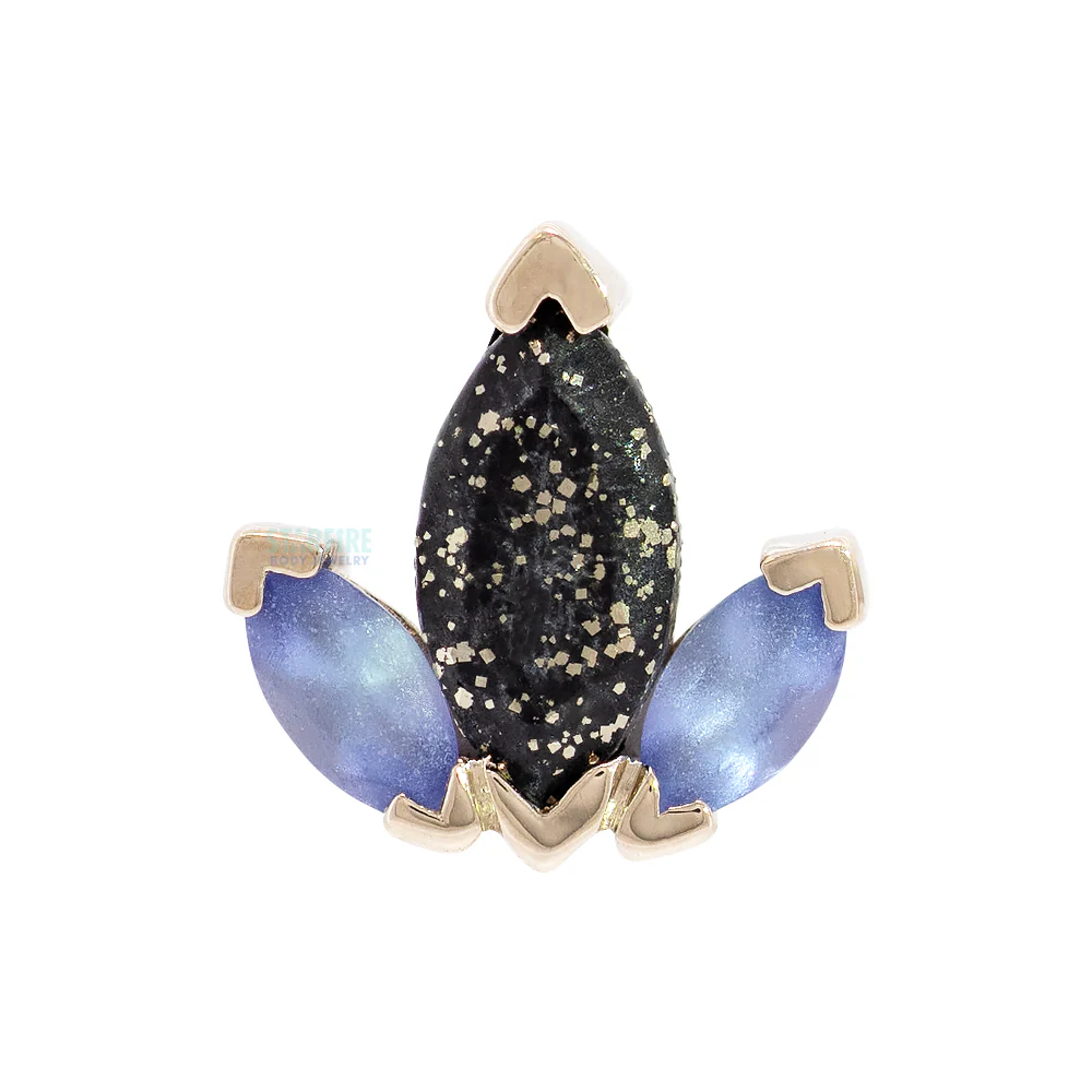 "AJ" Threaded End in Gold with Sandblasted Tanzanite & Faceted Pyrite - Image 3