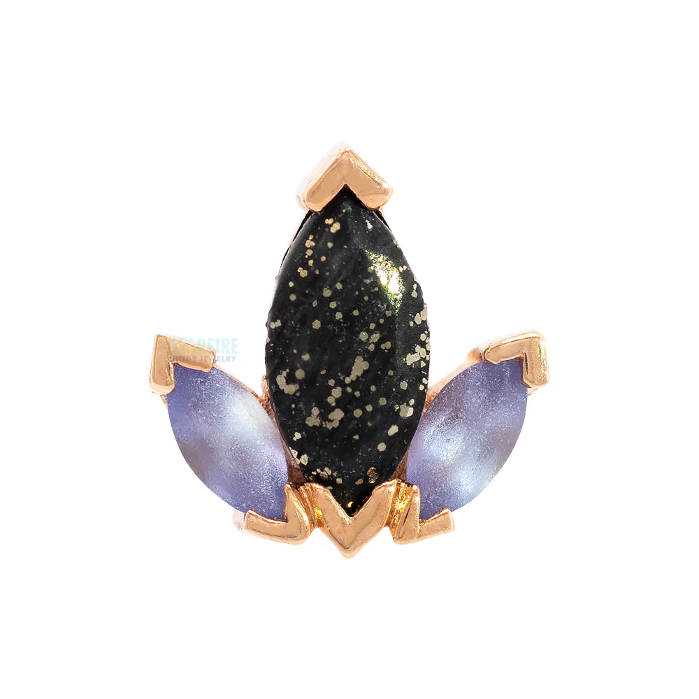 "AJ" Threaded End in Gold with Sandblasted Tanzanite & Faceted Pyrite - Image 4