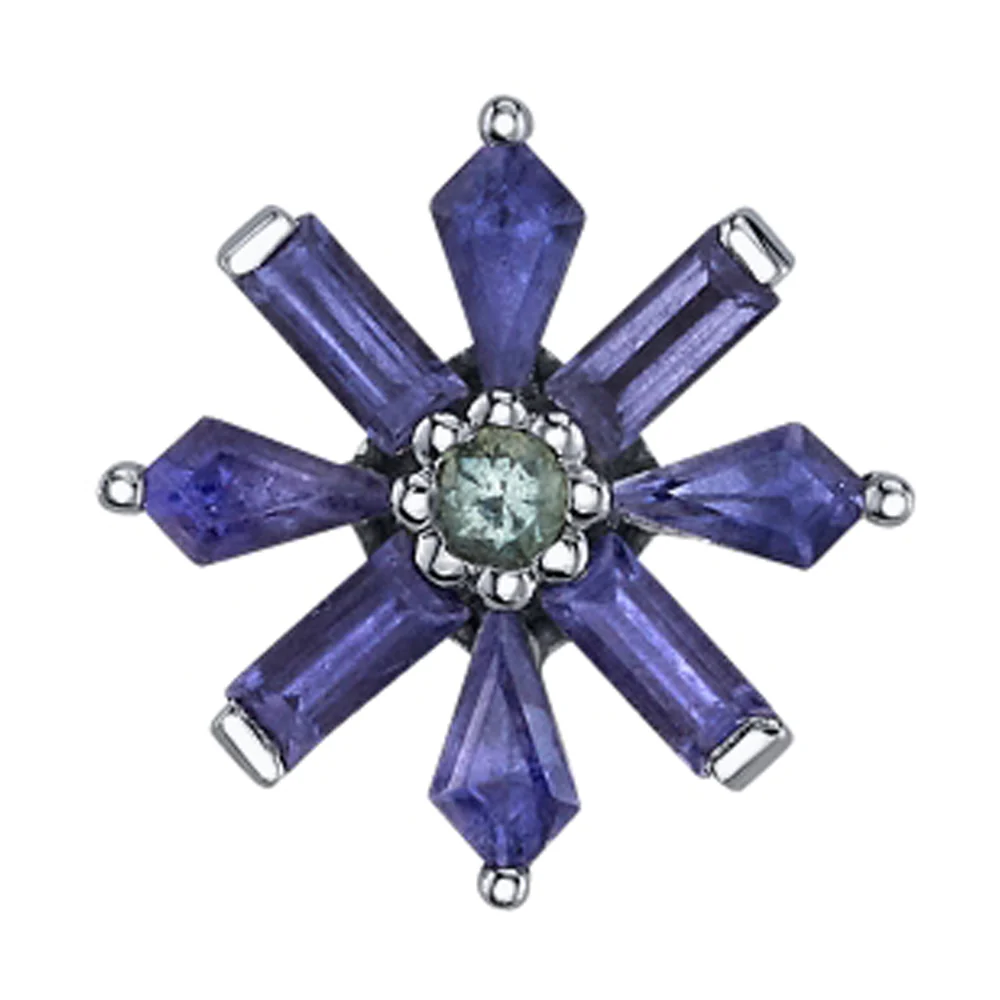 "Akira" Threaded End in Gold with Iolite & Mint Beryl - Image 2