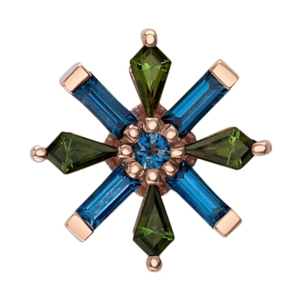 "Akira" Threaded End in Gold with London Blue Topaz & Green Tourmaline - Image 2