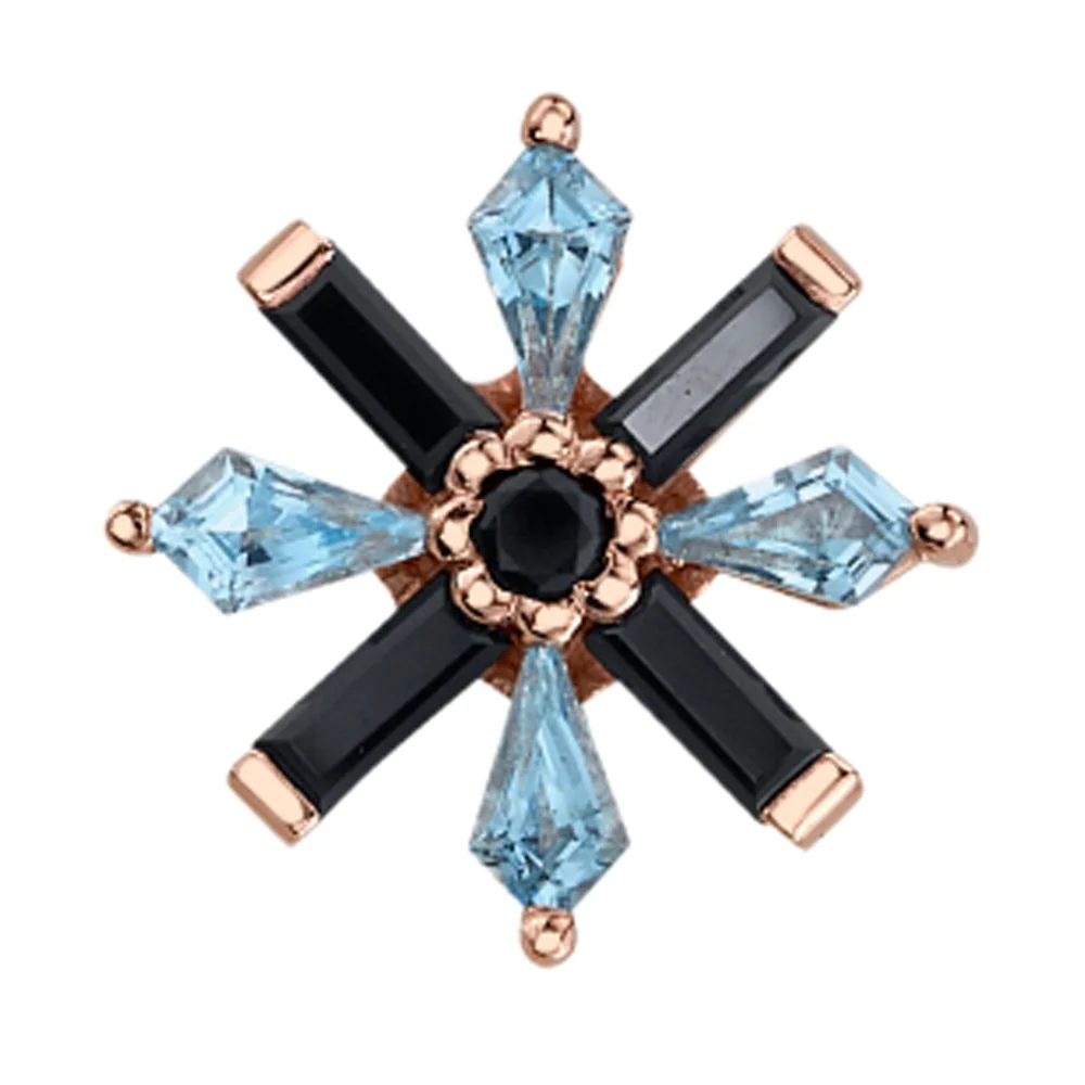 "Akira" Threaded End in Gold with Onyx & Swiss Blue Topaz' - Image 2
