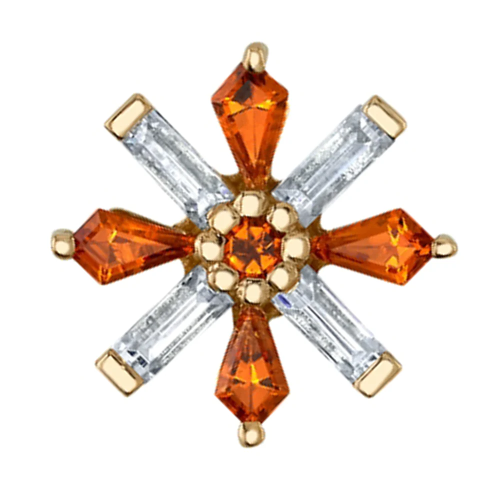 "Akira" Threaded End in Gold with White CZ & Citrine - Image 2