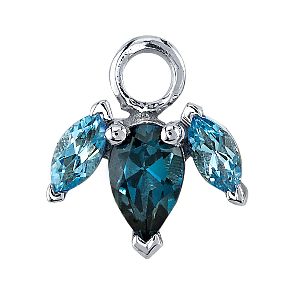 "Alana" Charm in Gold with Swiss Blue Topaz & London Blue Topaz - Image 2