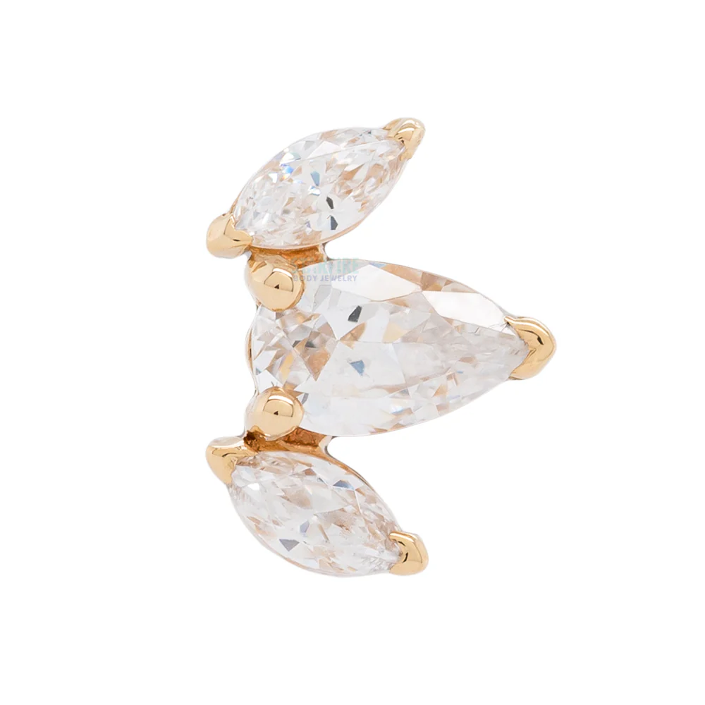"Alana" Threaded End in Gold with White CZ's