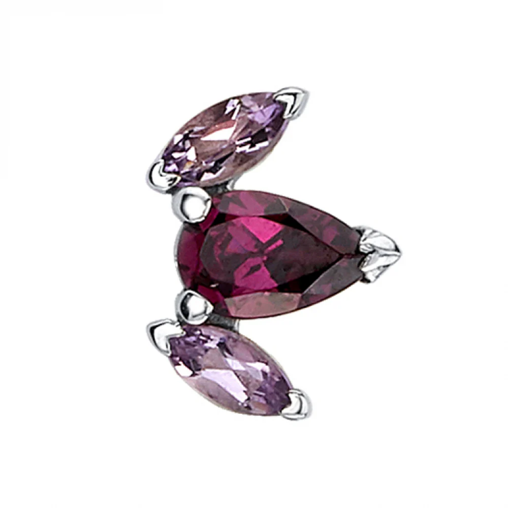 "Alana" Threaded End in Gold with Light Amethyst & Rhodolite - Image 2