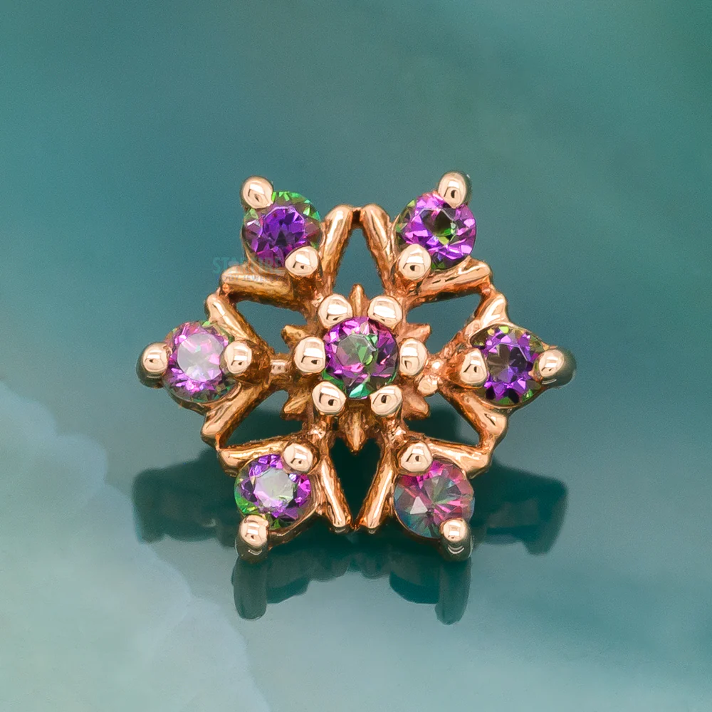 Alice Snowflake Threaded End in Gold with Mystic Topaz' - Image 2