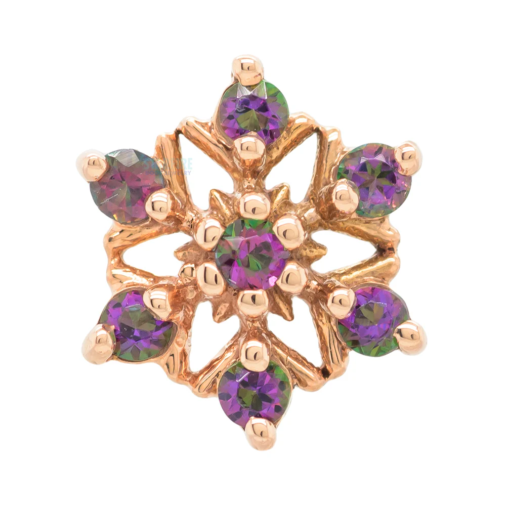Alice Snowflake Threaded End in Gold with Mystic Topaz' - Image 3