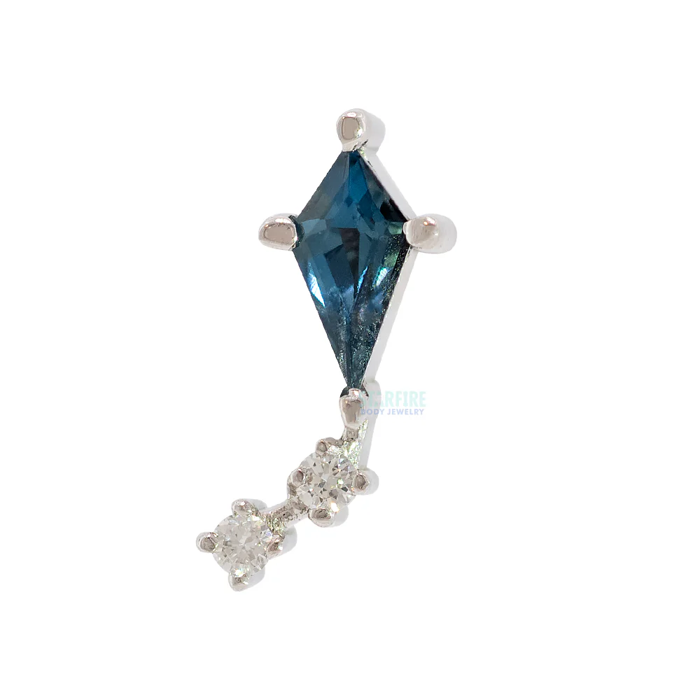 "Aloft" Threaded End in Gold with London Blue Topaz and DIAMONDS