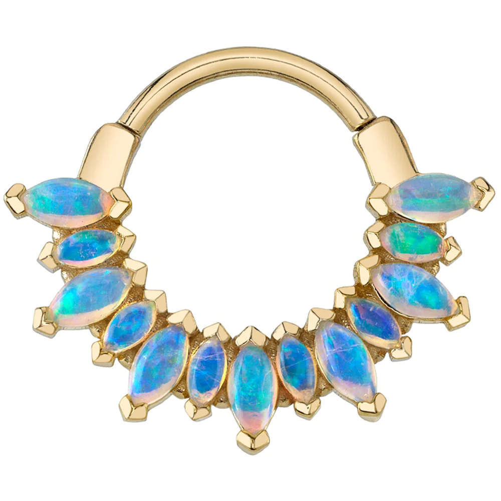 "Alt Sweet Dreams" Hinge Ring in Gold with Genuine White Opals - Image 2
