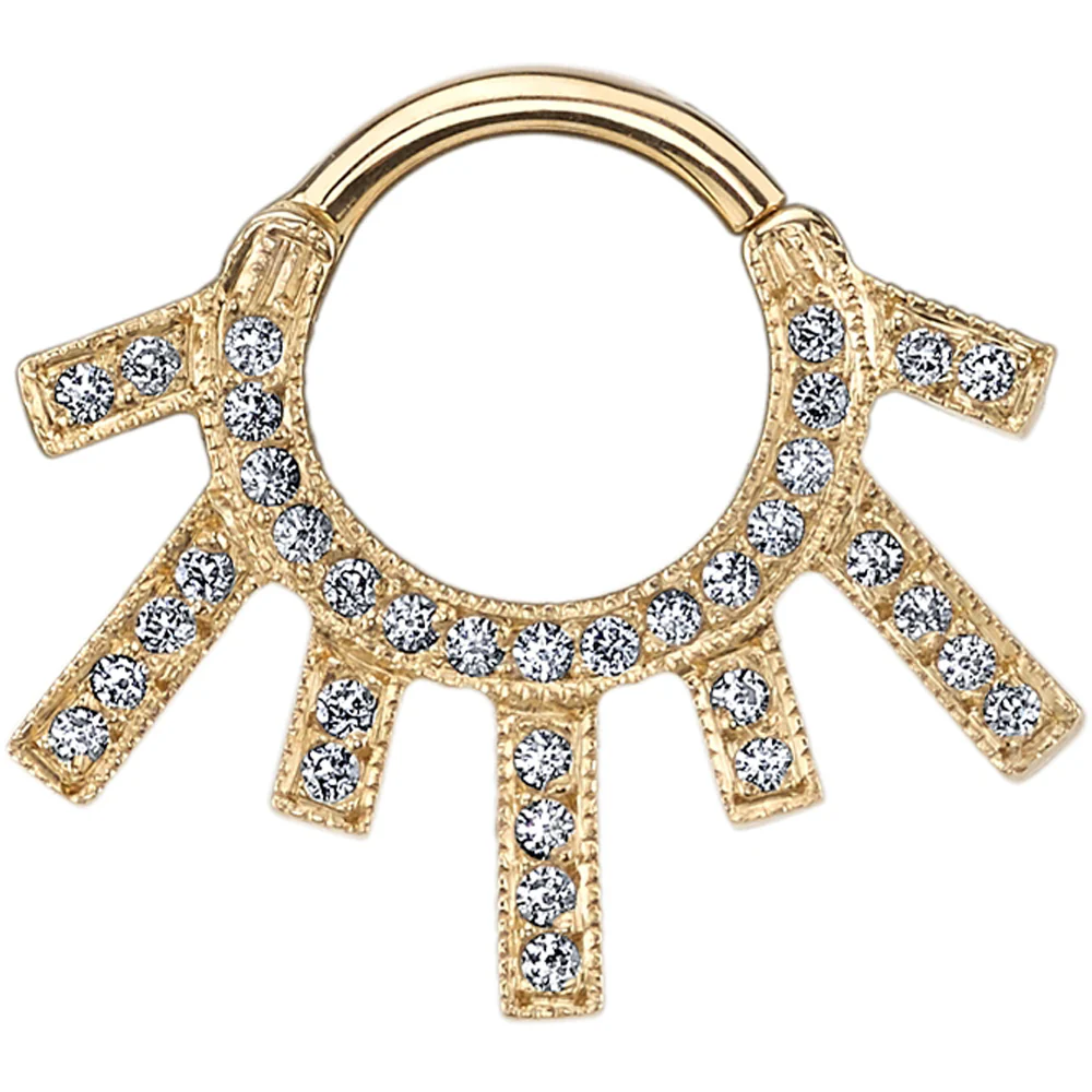 Alternating Rays "Chiara" Hinge Ring in Gold & Platinum with DIAMONDS
