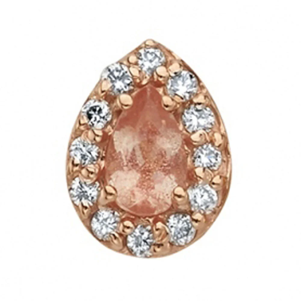 "Altura Pear" Threaded End in Gold with Oregon Sunstone & DIAMONDS - Image 4