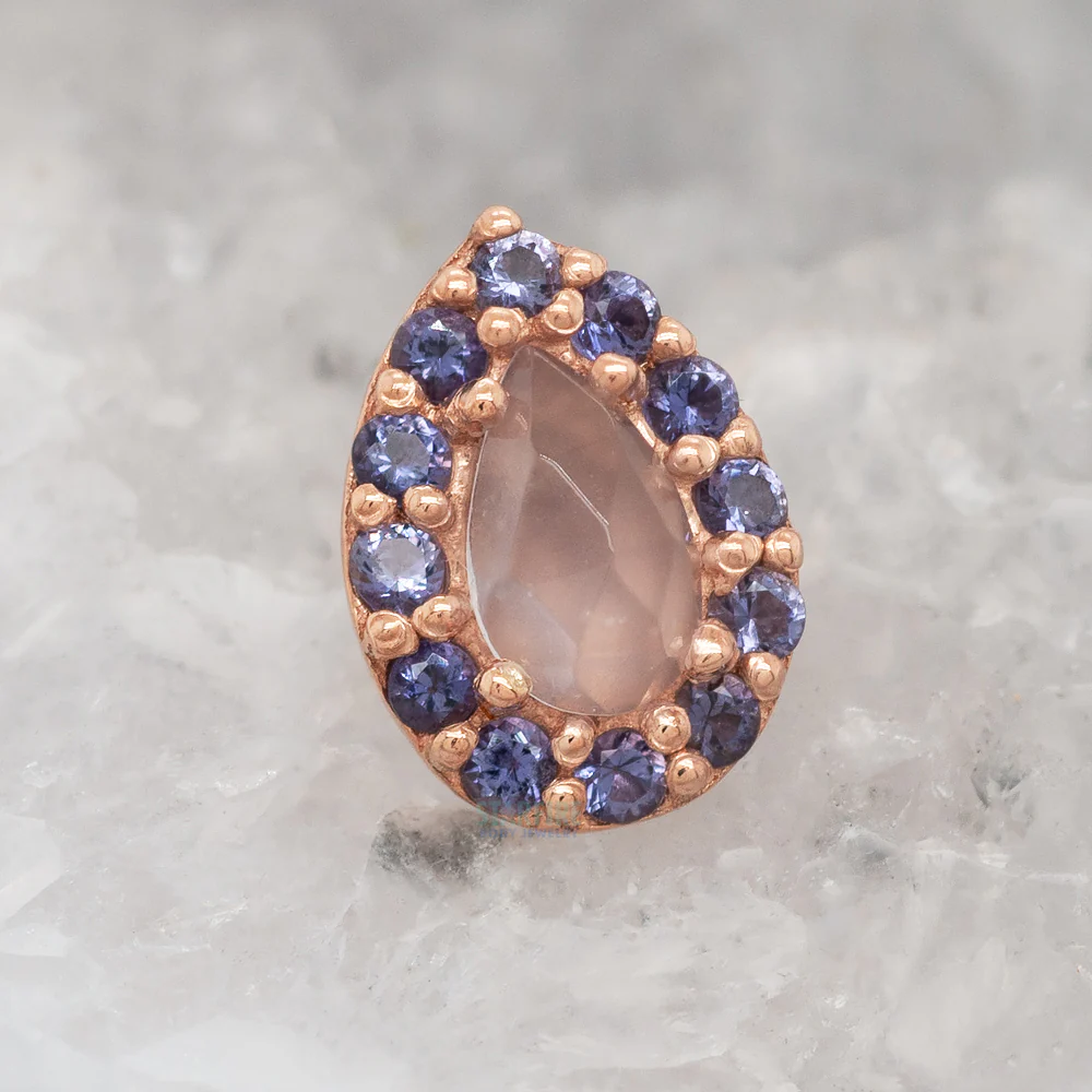 "Altura Pear" Threaded End in Gold with Rose Cut Lavender Chalcedony & Iolite - Image 2