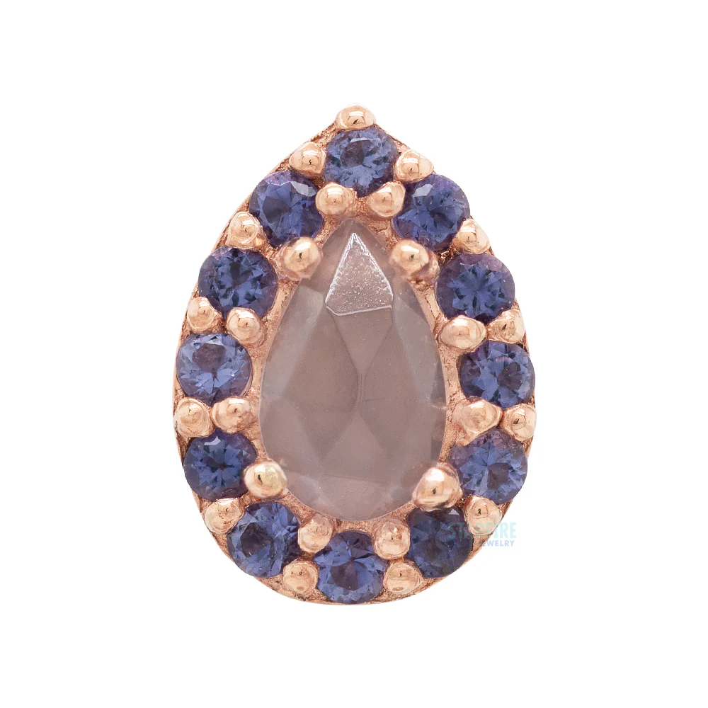"Altura Pear" Threaded End in Gold with Rose Cut Lavender Chalcedony & Iolite - Image 3