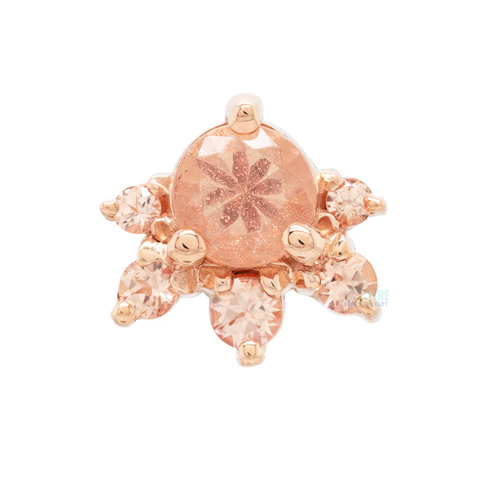 "Anaya" Threaded End in Gold with Oregon Sunstone & Champagne Sapphires - Image 3