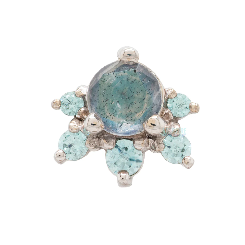 "Anaya" Threaded End in Gold with Rose Cut Labradorite & Cyan CZ's - Image 3
