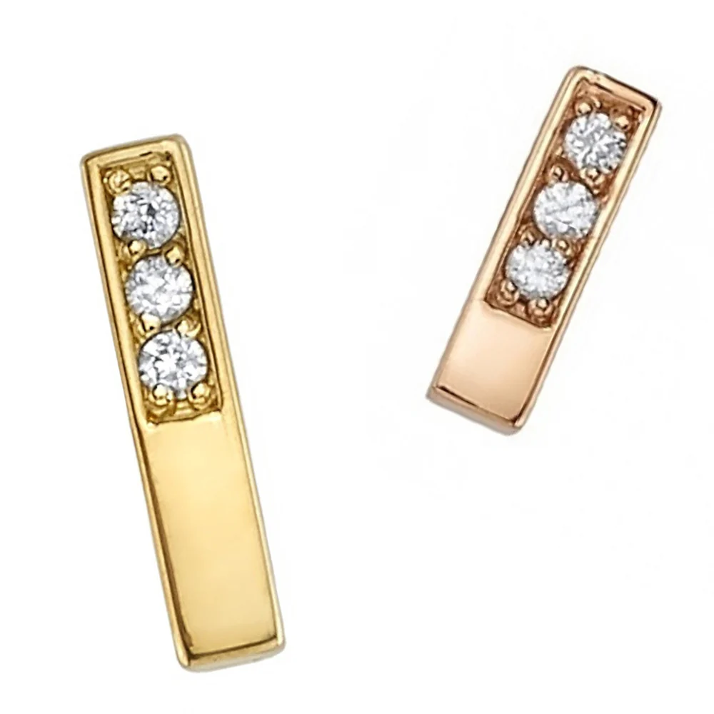"Aquilia" Threaded End in Gold with White CZ's
