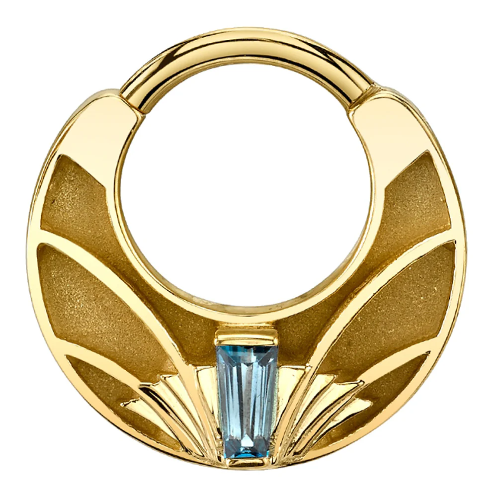 "Architect" Hinge Ring in Gold & Platinum with London Blue Topaz