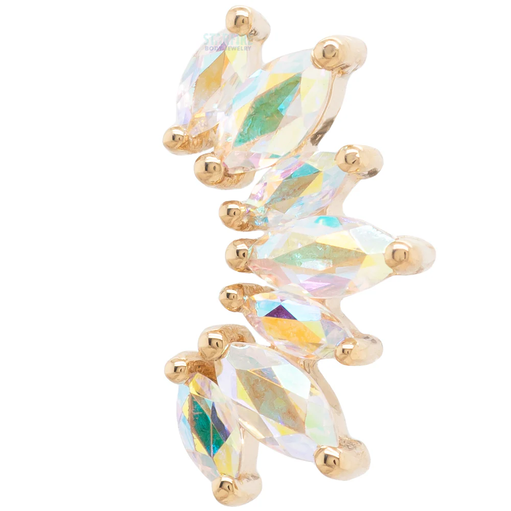 "Athena" Threaded End in Gold & Platinum with Mercury Mist Topaz'