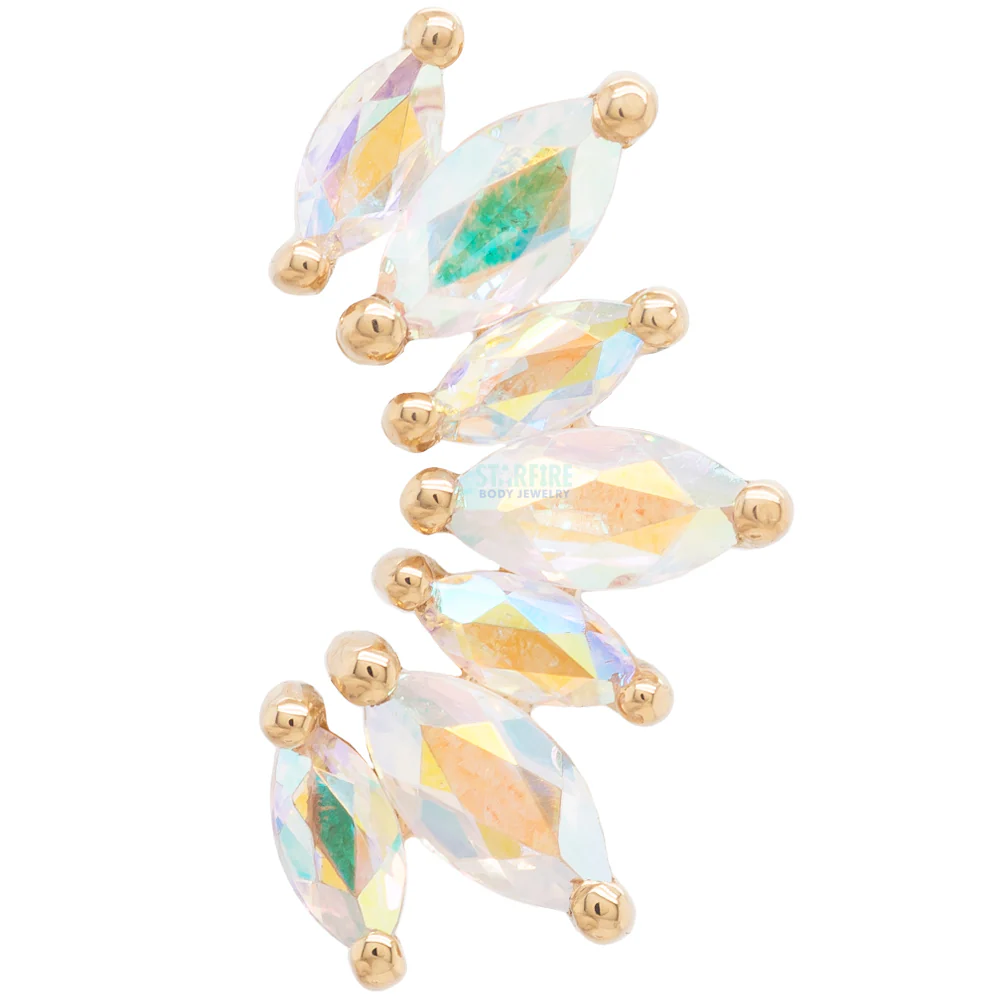 "Athena" Threaded End in Gold & Platinum with Mercury Mist Topaz' - Image 3