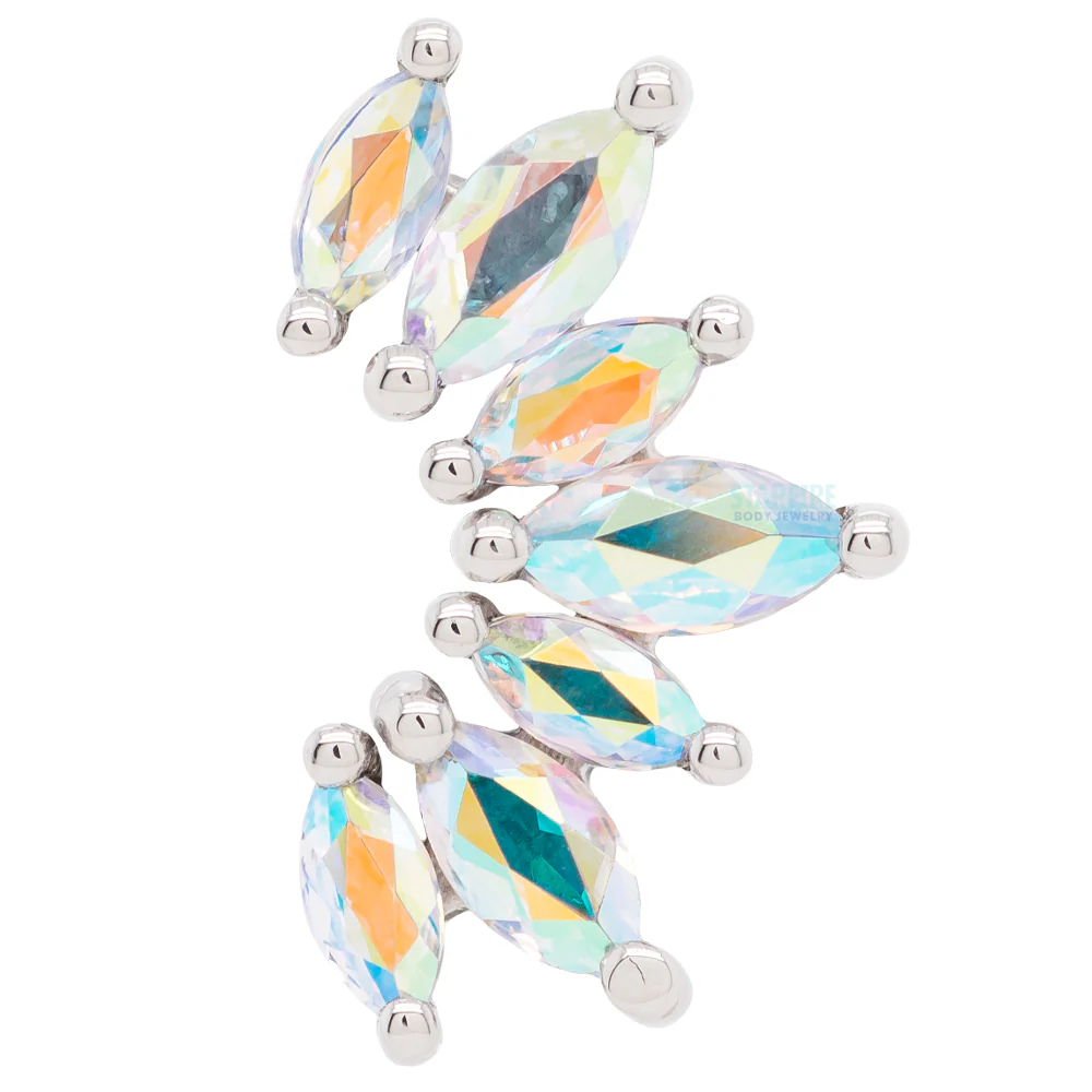 "Athena" Threaded End in Gold & Platinum with Mercury Mist Topaz' - Image 4