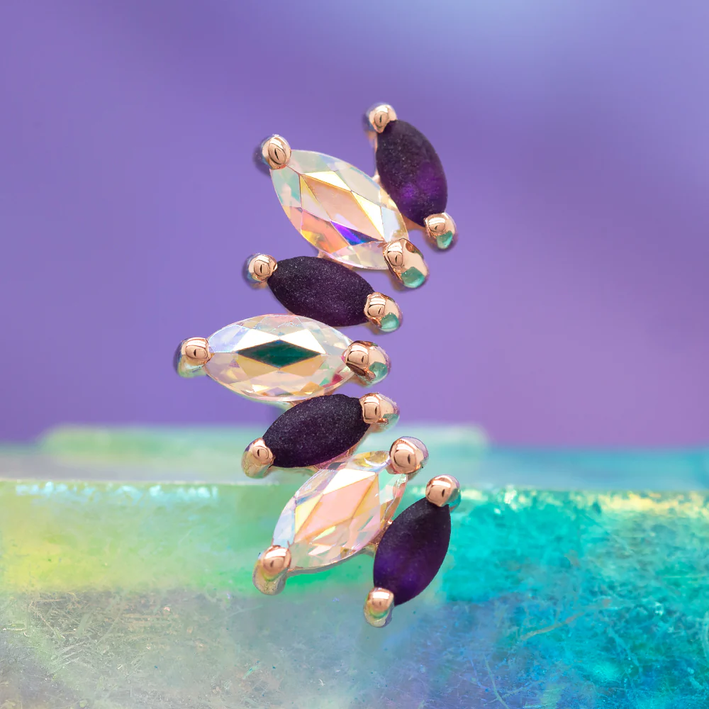 "Athena" Threaded End in Gold with Sandblasted Amethyst & Mercury Mist Topaz - Image 2