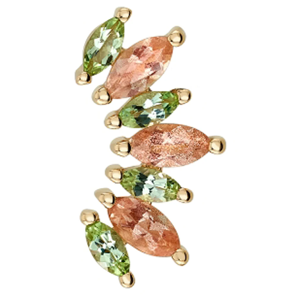 "Athena" Threaded End in Gold with Seafoam Tourmaline & Oregon Sunstone - Image 2