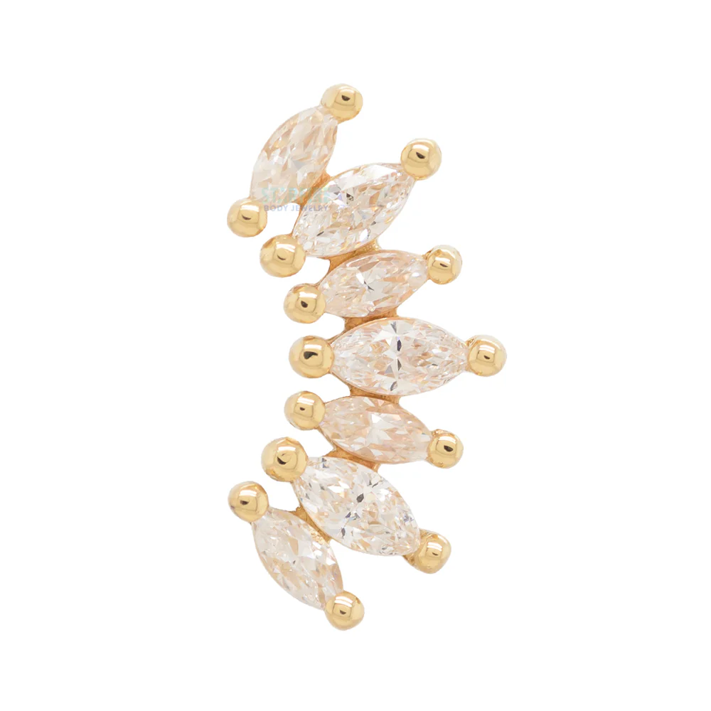 "Athena" Threaded End in Gold & Platinum with White CZ's - Image 3