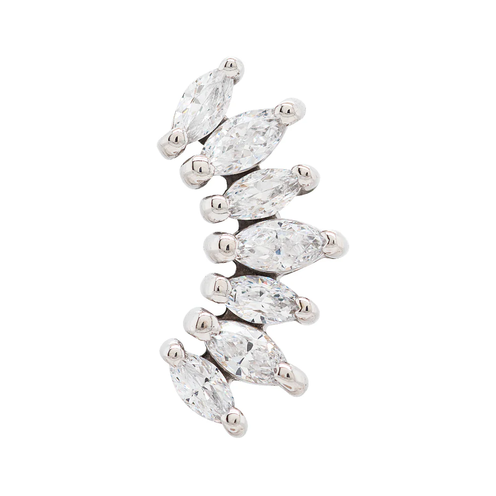 "Athena" Threaded End in Gold & Platinum with White CZ's - Image 4