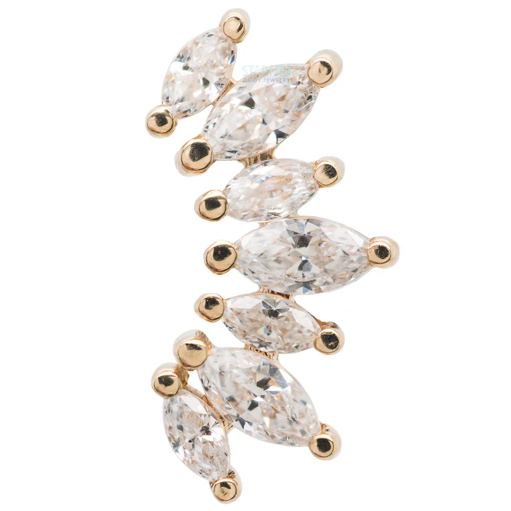"Athena" Threaded End in Gold & Platinum with White CZ's - Image 5