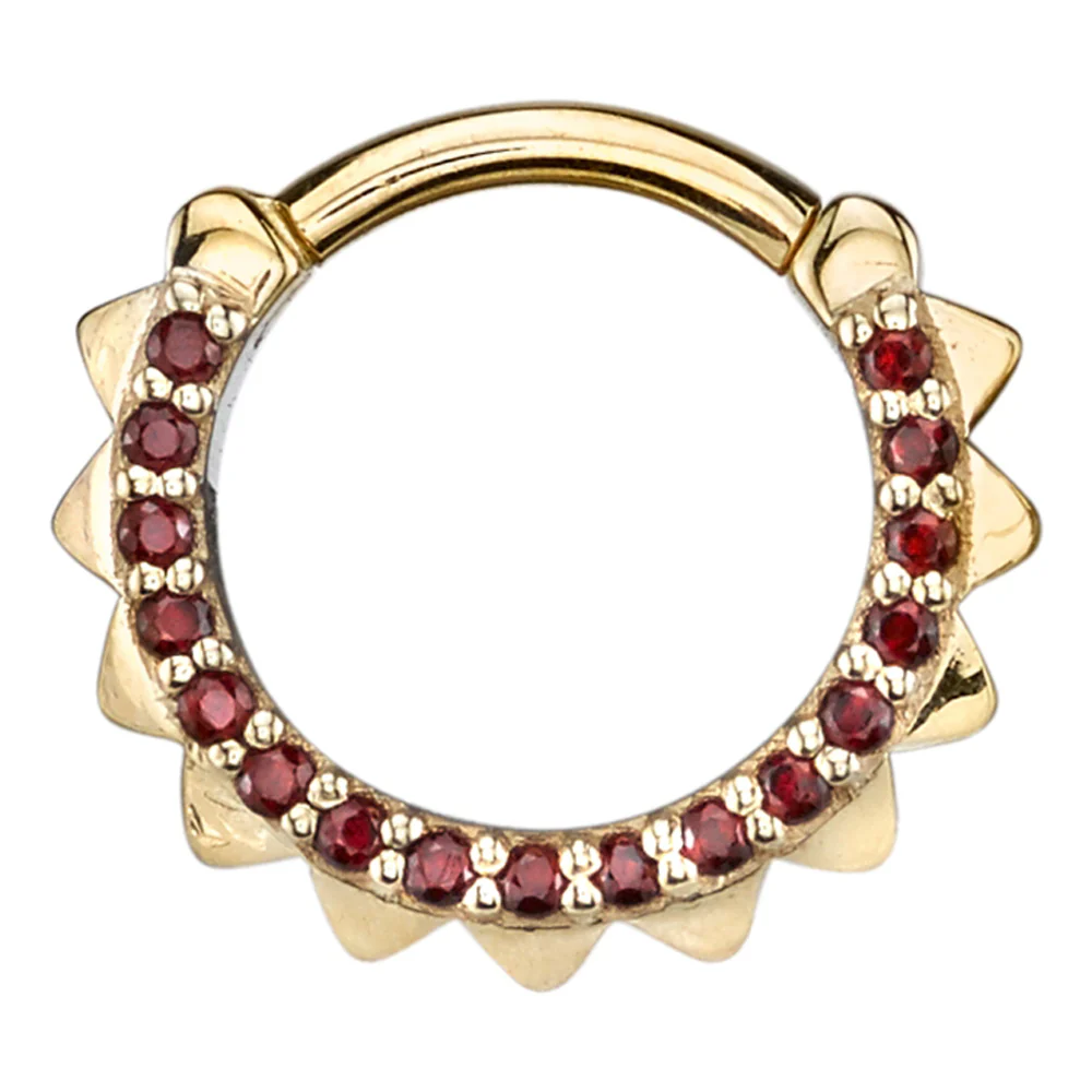 "Atlas" Hinge Ring in Gold & Platinum with Garnet - Image 2