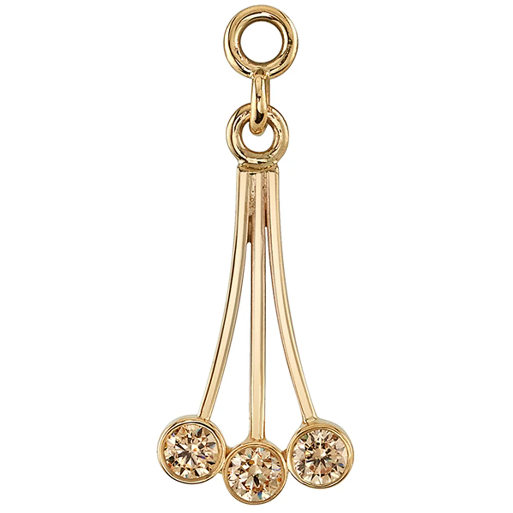 "Baby Fan" Charm in Gold with Champagne CZ's - Image 2