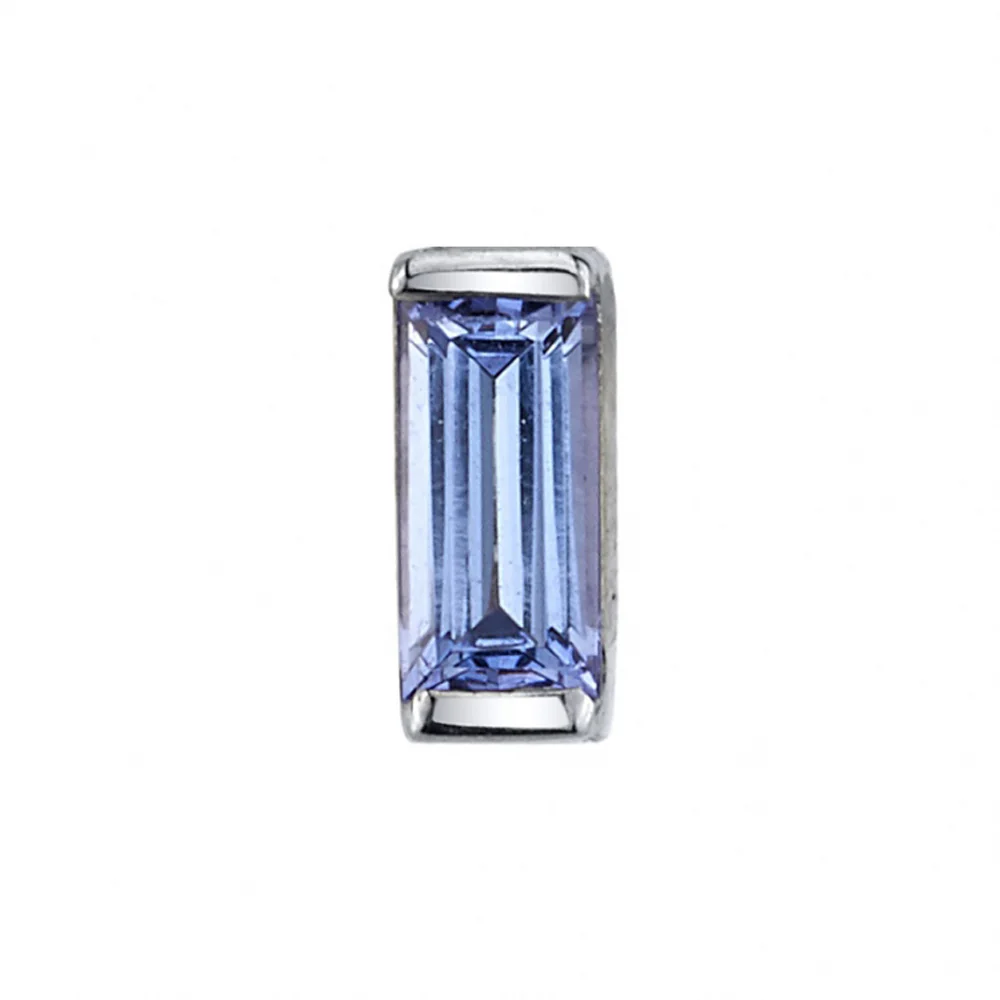 Baguette Bar Threaded End in Gold & Platinum with Tanzanite