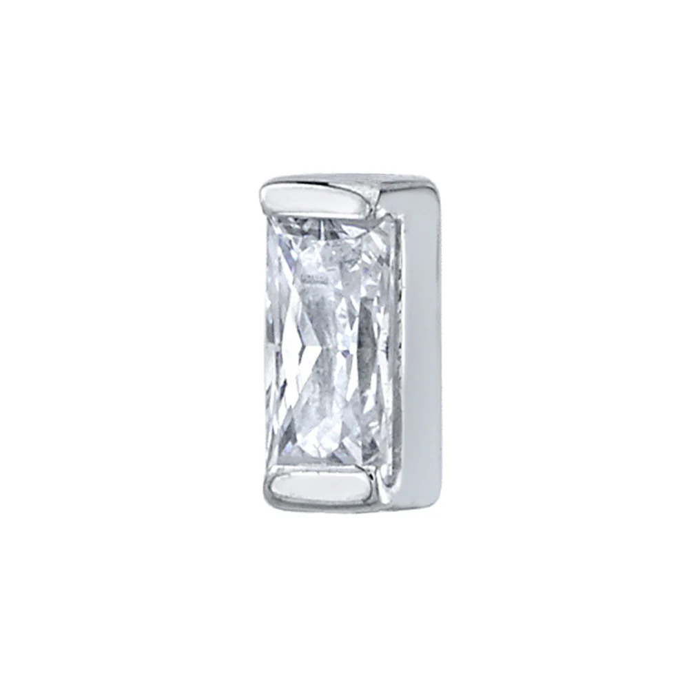 Baguette Bar Threaded End in Gold & Platinum with White CZ - Image 2