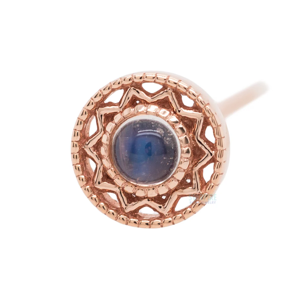"Bandera" Nostril Screw in Gold & Platinum with Rainbow Moonstone - Image 4