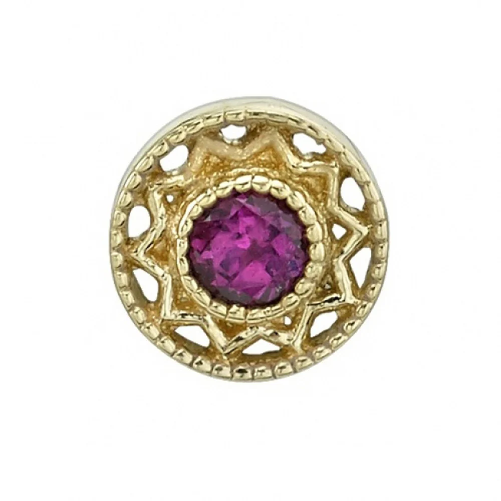 "Bandera" Threaded End in Gold with Rhodolite - Image 2