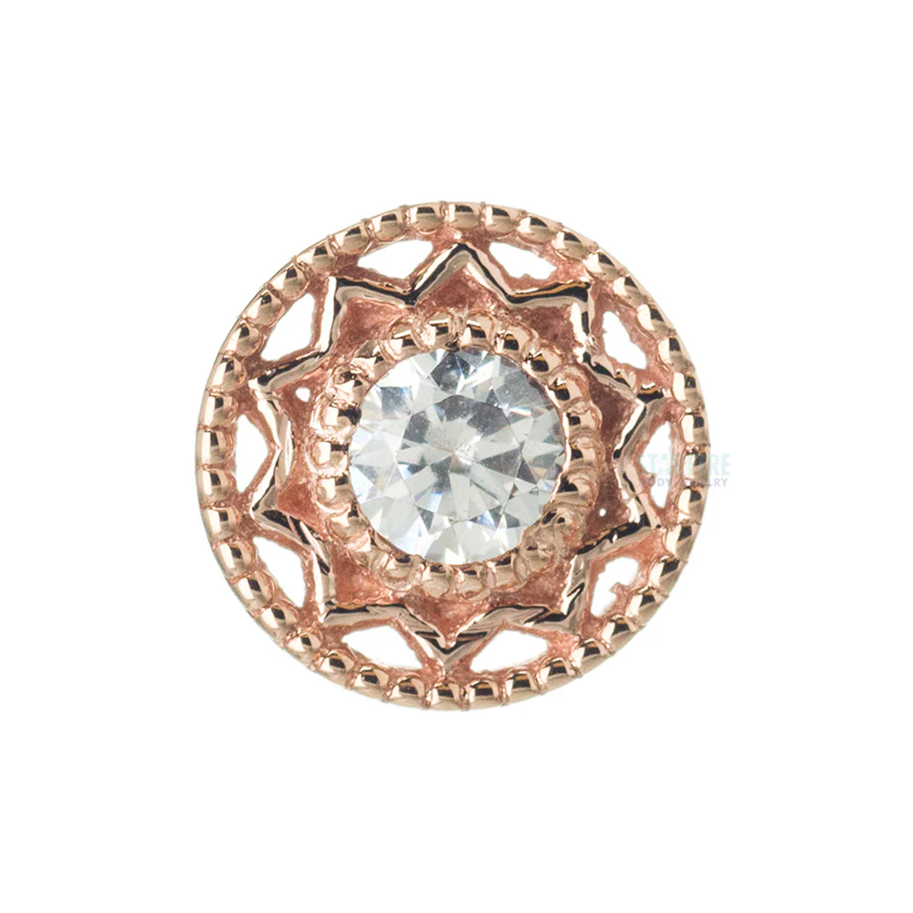 "Bandera" Threaded End in Gold with White CZ - Image 2